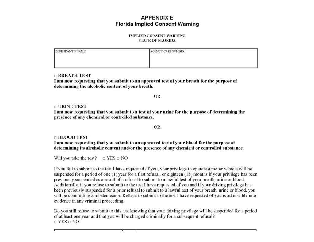 Florida Implied Consent Refusal Warning