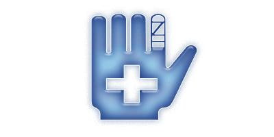 Hurt Hand with Medical Cross Icon